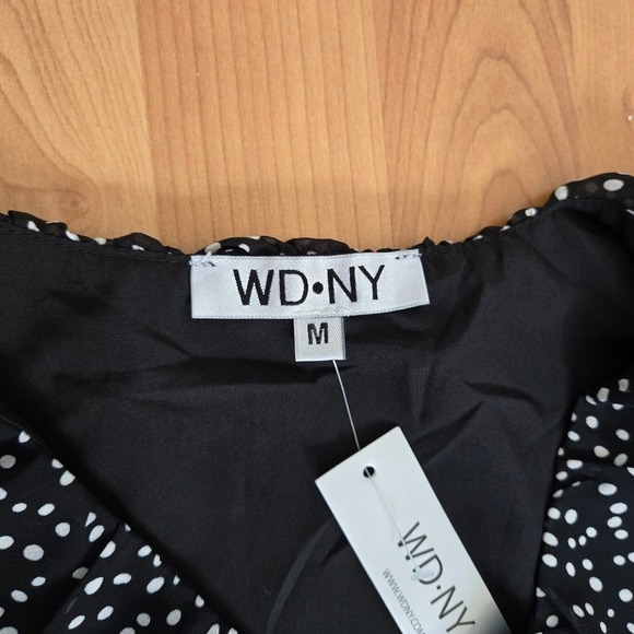 WD.NY White Black Polka Dot Pleated Midi Skirt Set Women's M Classic Old Money - Picture 10 of 15